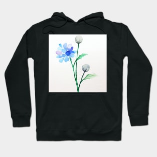 Blue Watercolor Flowers - In Budding, in Bloom Hoodie